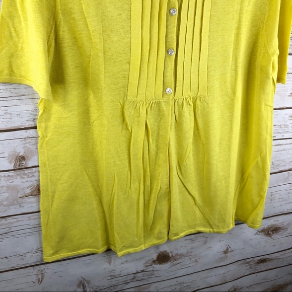 J. Crew yellow linen blend 1/2 button cardigan - Picture 4 of 8